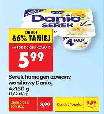 Biedronka Serek homogenizowany waniliowy Danio, 4x130 g oferta