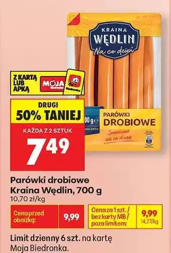 Biedronka Parówki drobiowe Kraina Wędlin 700 g oferta