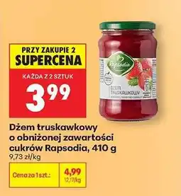 Biedronka Dżem truskawkowy o obniżonej zawartości cukrów Rapsodia 410 g oferta