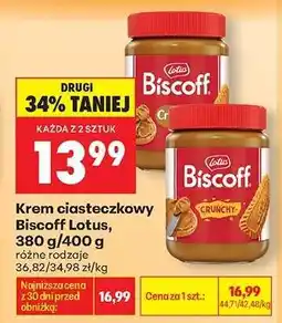 Biedronka Krem ciasteczkowy Biscoff Lotus, 380 g/400 g oferta