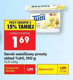 Biedronka Serek waniliowy prosty skład Tutti 150 g oferta