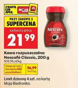 Biedronka Kawa rozpuszczalna Nescafe Classic , 200 g oferta