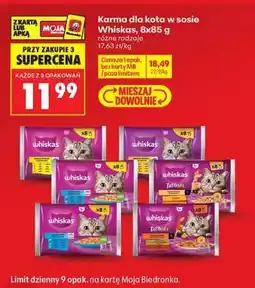 Biedronka Karma dla kota w sosie Whiskas, 8x85 g oferta