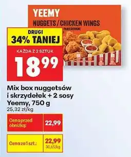 Biedronka Mix box nuggetsów i skrzydełek + 2 sosy Yeemy, 750 g oferta