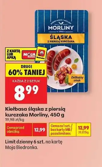 Biedronka Kiełbasa śląska z piersią kurczaka Morliny, 450 g oferta