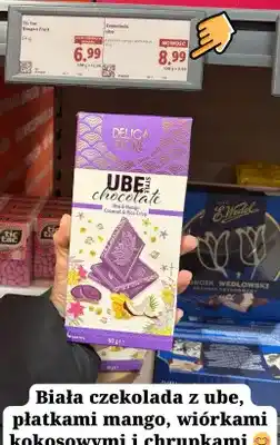 Lidl Biała czekolada z ube, płatkami mango, wiórkami kokosowymi i chrupkami Delica Dore oferta