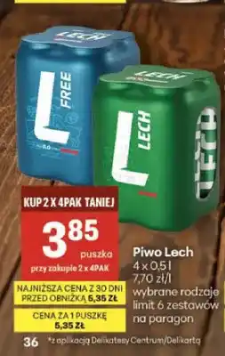 Delikatesy Centrum Piwo Lech Free 0,0% 4-pak oferta