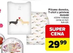 Carrefour Market Piżama damska, T-shirt z printem damski oferta