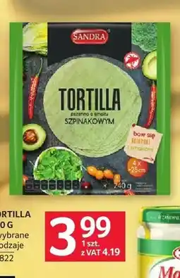 Selgros Tortilla pszenna o smaku szpinakowym Sandra oferta