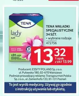 Selgros Wkładki specjalistyczne TENA oferta