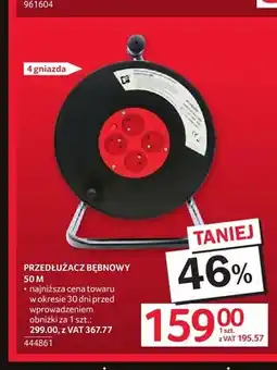 Selgros Przedłużacz bębnowy 50m 4 gniazda oferta