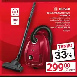 Selgros Odkurzacz workowy BOSCH BGB38RD2 600W 79dB oferta