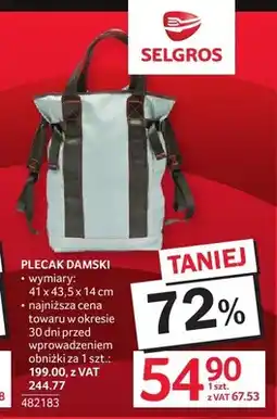 Selgros Plecak damski 41x43,5x14cm oferta