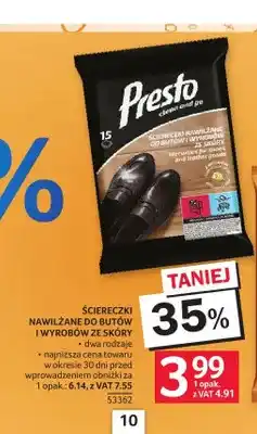 Selgros Ściereczki nawilżane do butów i wyrobów ze skóry Presto oferta
