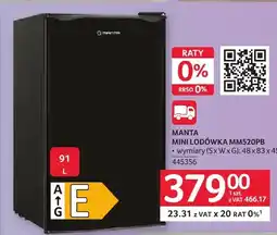 Selgros Mini lodówka MANTA MM520PB oferta