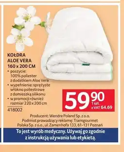 Selgros Kołdra Aloe Vera 160x200cm oferta