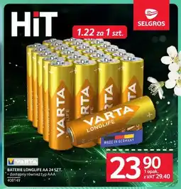 Selgros Baterie Longlife AA Varta 24-pak oferta