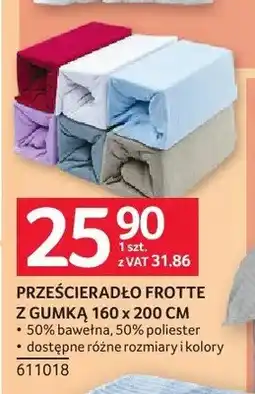 Selgros Prześcieradło frotte z gumką 160x200cm oferta