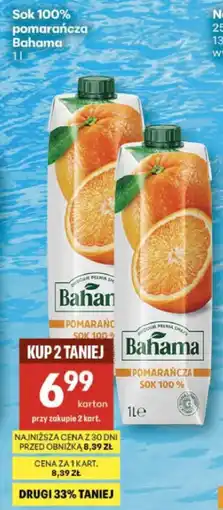 Delikatesy Centrum Sok 100% pomarańcza Bahama oferta