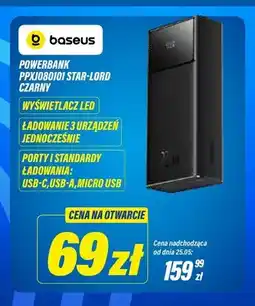 RTV EURO AGD Powerbank Baseus PPXJ080101 Star-Lord czarny oferta