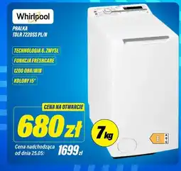 RTV EURO AGD Pralka Whirlpool TDLR 7220SS PL/N technologia 6. zmysł funkcja FreshCare 1200 obr/min kolory 15° oferta