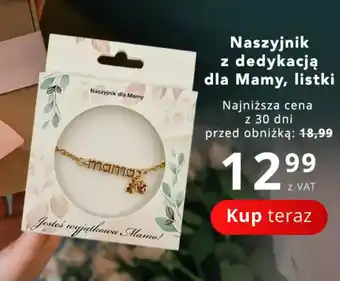 Naszyjnik z dedykacją dla Mamy, listki