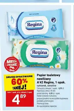 Twój Market Papier toaletowy nawilżany Regina ultra sensitive 42szt oferta