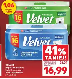 Kaufland Papier toaletowy Velvet Rumianek i aloes 3-warstwowy 16-pak oferta