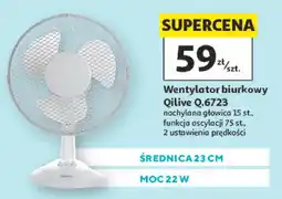 Auchan Wentylator biurkowy Qilive Q.6723 średnica 23cm moc 22W oferta