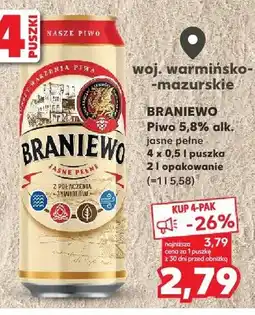Kaufland Piwo Braniewo jasne pełne 5,8% alk oferta