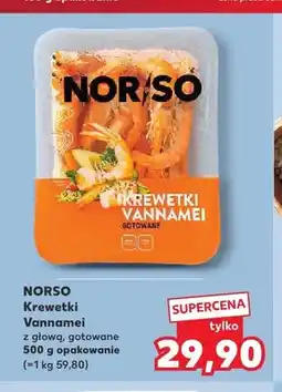 Kaufland Krewetki Vannamei z głową gotowane Norso oferta
