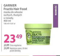 Hebe Maska do włosów suchych, tłustych u nasady Garnier Fructis Hair Food Kiwi Menthol oferta