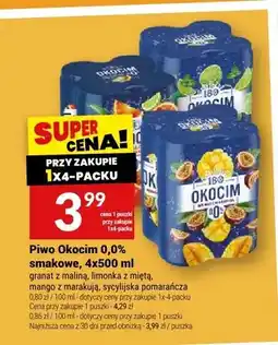 Twój Market Piwo bezalkoholowe Okocim 0,0% smakowe granat z maliną 4-pak oferta