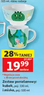 Auchan Zestaw porcelanowy: kubek 330ml i miska 530ml oferta