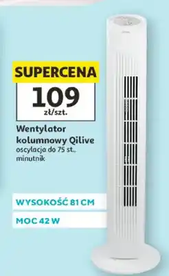 Auchan Wentylator kolumnowy Qilive wysokość 81cm moc 42W oscylacja do 75 st. minutnik oferta