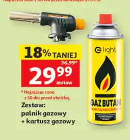Auchan Zestaw: palnik gazowy + kartusz gazowy E light oferta