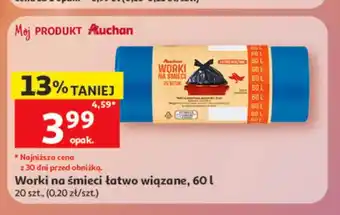 Auchan Worki na śmieci łatwo wiązane Auchan oferta