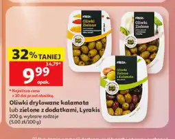 Auchan Oliwki zielone drylowane z mieszanką przypraw tikka masala Lyrakis oferta