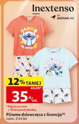 Auchan Piżama dziewczęca z licencją Inextenso rozm. 3-14 lat oferta