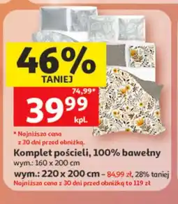Auchan Komplet pościeli 100% bawełny wym. 160x200cm oferta