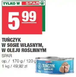 EuroSPAR Spar Tuńczyk w sosie własnym, w oleju roślinnym oferta