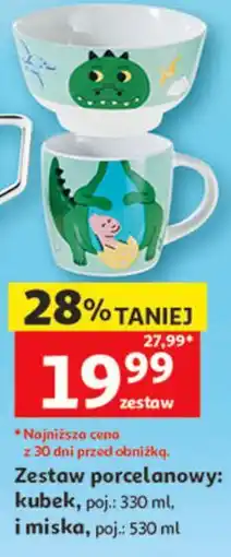 Auchan Zestaw porcelanowy: kubek, poj.: 330 ml, i miska, poj.: 530 ml oferta