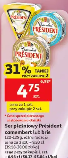Auchan Ser pleśniowy Président camembert lub brie 120-125 g, różne rodzaje oferta