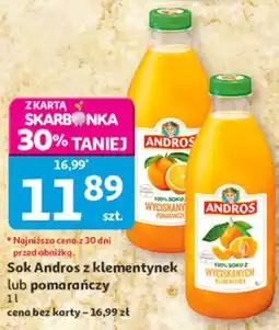 Auchan Sok Andros z klementynek lub pomarańczy oferta