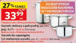 Auchan Garnek stalowy z pokrywką, poj.: 2,6 l, Garnek do szparagów oferta