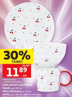 Auchan Linia naczyń z porcelany: kubek, talerz deserowy, miska oferta