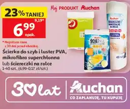 Auchan Ścierka do szyb i luster PVA, mikrofibra superchłonna lub ściereczki na rolce Auchan oferta