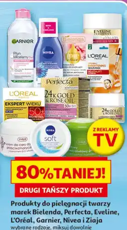 Auchan Produkty do pielęgnacji twarzy marek Bielenda, Perfecta, Eveline, L'Oréal, Garnier, Nivea i Ziaja oferta