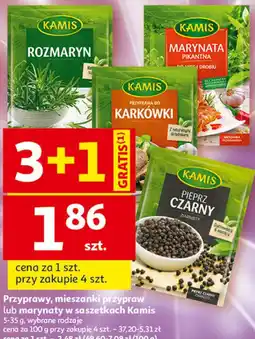 Auchan Przyprawy, mieszanki przypraw lub marynaty w saszetkach Kamis oferta