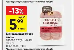 Intermarche Kiełbasa krakowska sucha PROSTO Z WĘDLINIARNI plastry oferta